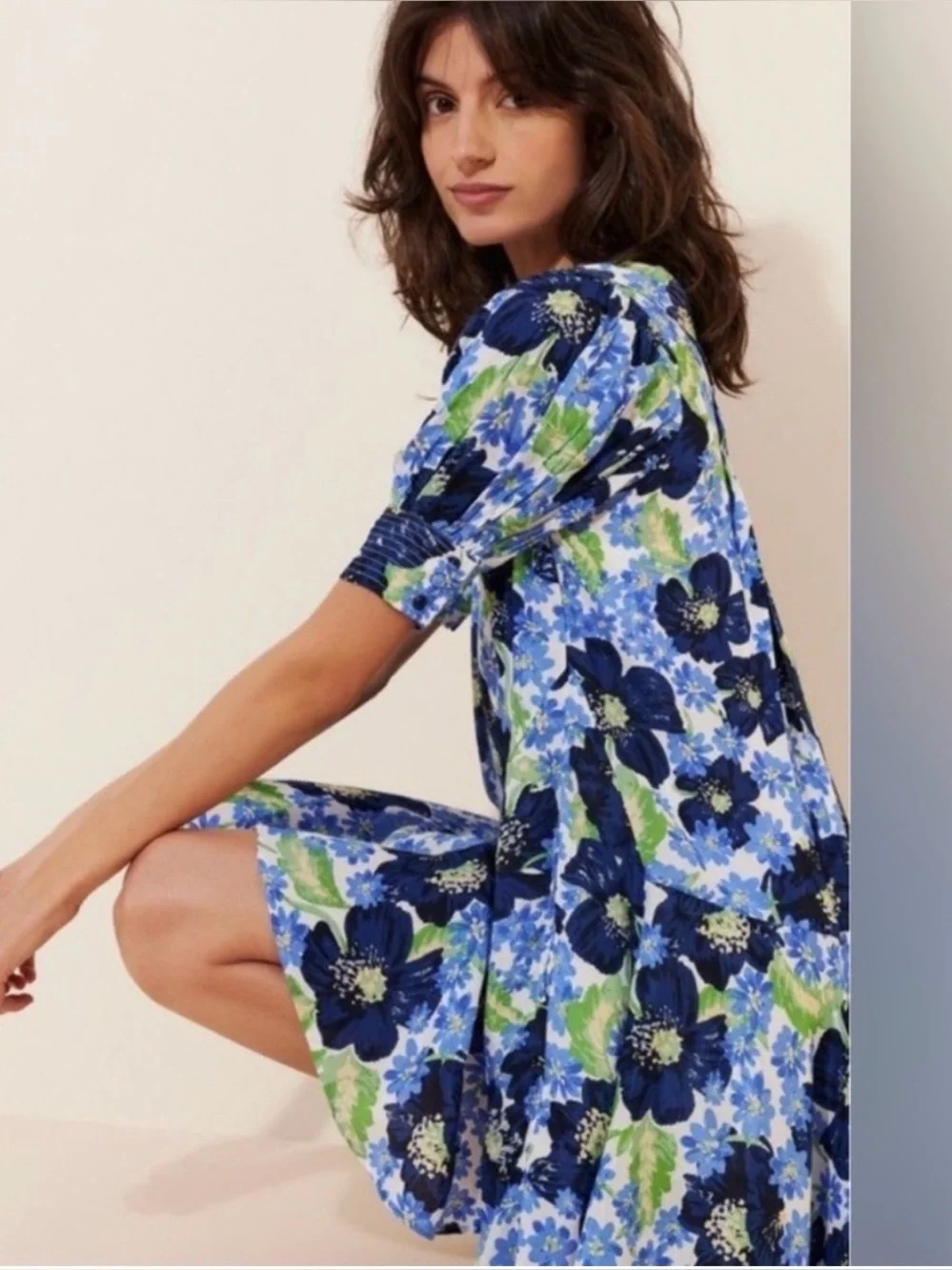 Free People 🌙 Moon Chaser Mini Dress Blue Floral Boho Babydoll Dress
